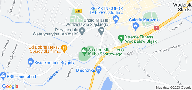 Mapa dojazdu MOSiR - Miejski Ośrodek Sportu i Rekreacji Centrum Wodzisław Śląski