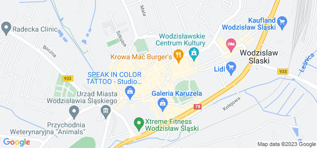 Mapa dojazdu TEB Edukacja Szkoły Policealne Wodzisław Śląski